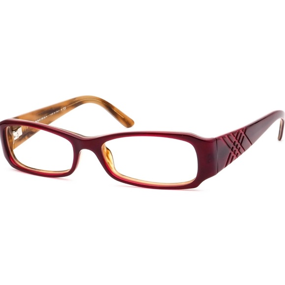 Burberry Woman’s Eyeglasses B 2043 3075 Oxblood Rectangular Frame - Picture 3 of 7